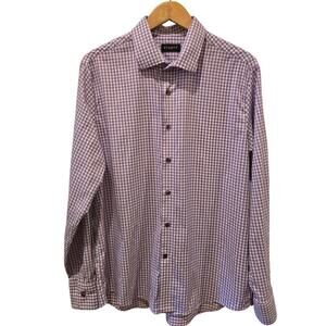 STANTT Purple White Gingham Classic Fit Shirt Mens Large
